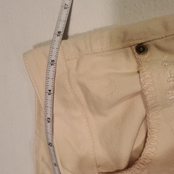 Peter Nygard Womens Luxe Cream Denim Embroidered Sz 10 x 25 Cropped Jeans - Picture 9 of 11